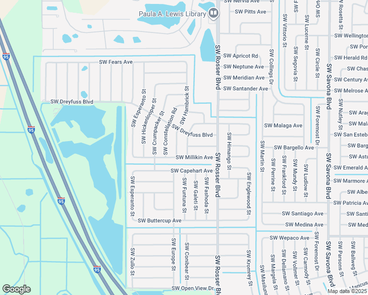 map of restaurants, bars, coffee shops, grocery stores, and more near 3285 Southwest Hambrick Street in Port St. Lucie