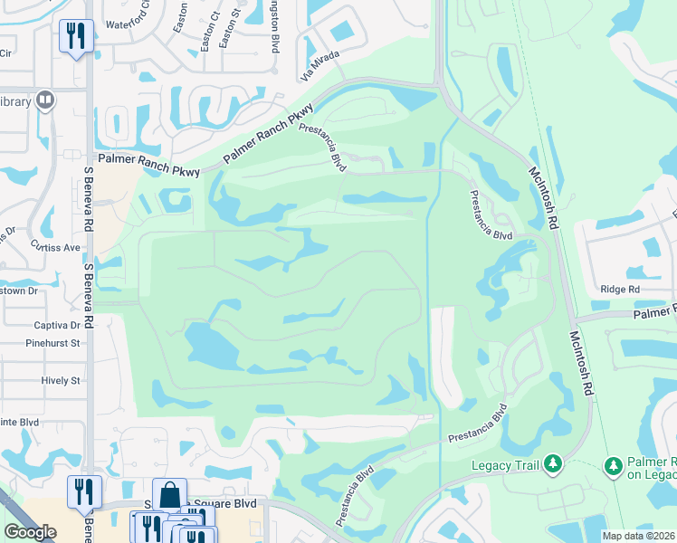 map of restaurants, bars, coffee shops, grocery stores, and more near 3906 Prairie Dunes Drive in Sarasota