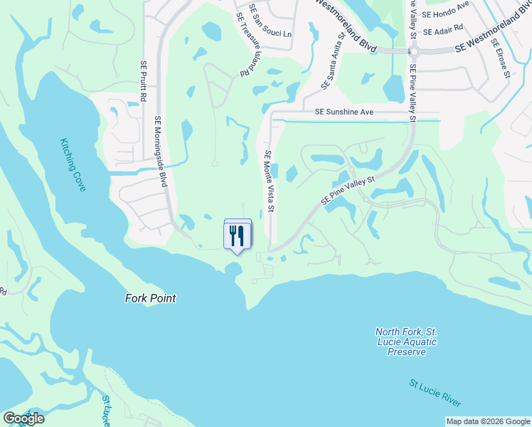 map of restaurants, bars, coffee shops, grocery stores, and more near 3296 Southeast Monte Vista Street in Port St. Lucie