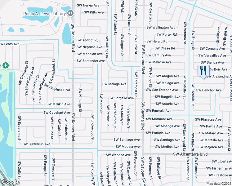 map of restaurants, bars, coffee shops, grocery stores, and more near 1449 Southwest San Esteban Avenue in Port St. Lucie