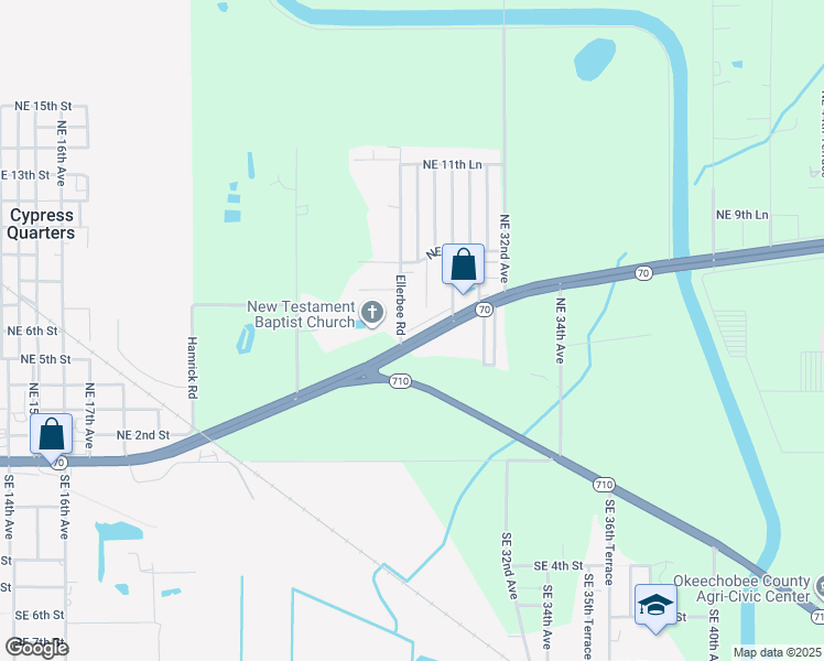map of restaurants, bars, coffee shops, grocery stores, and more near 587 Northeast 29th Avenue in Okeechobee