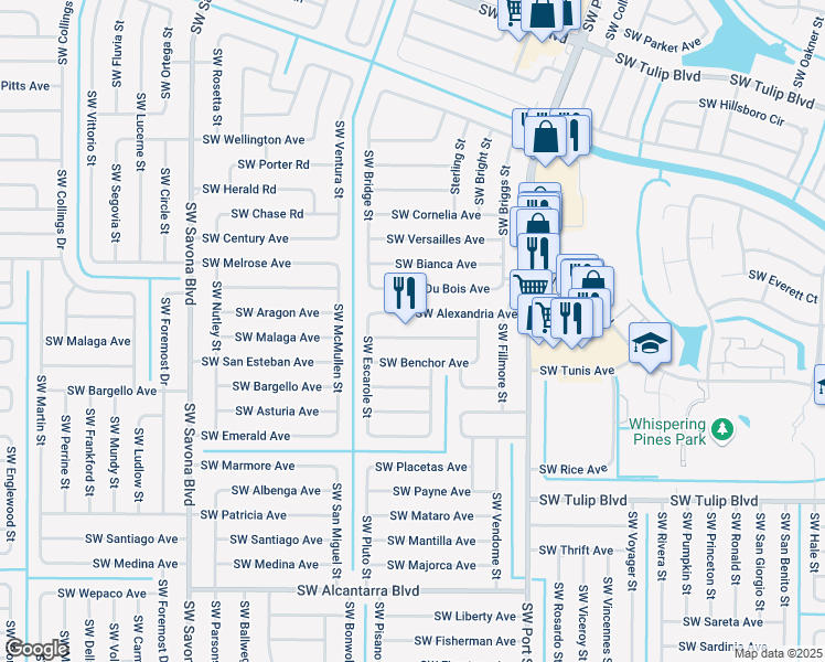 map of restaurants, bars, coffee shops, grocery stores, and more near 1101 Southwest Alexandria Avenue in Port St. Lucie