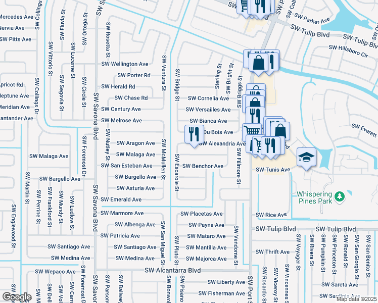 map of restaurants, bars, coffee shops, grocery stores, and more near 1101 Southwest Alexandria Avenue in Port St. Lucie
