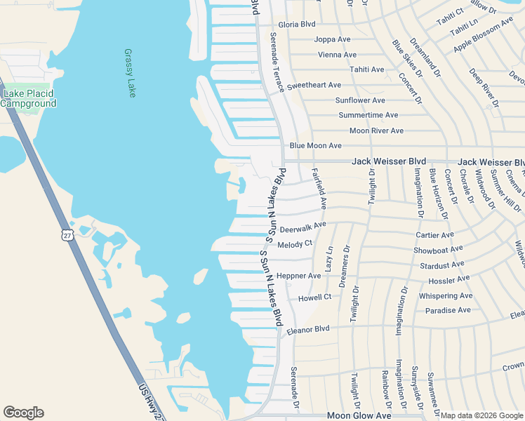 map of restaurants, bars, coffee shops, grocery stores, and more near 411 Sun N Lakes Boulevard in Lake Placid