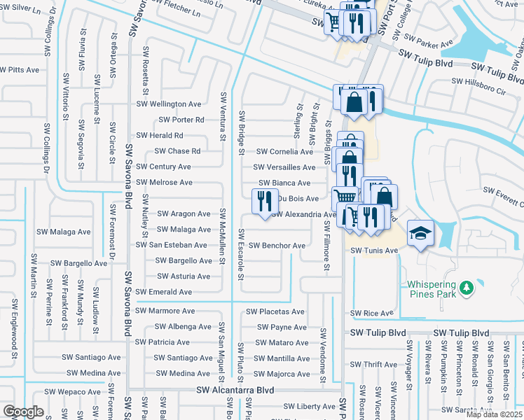 map of restaurants, bars, coffee shops, grocery stores, and more near 1101 Southwest Alexandria Avenue in Port St. Lucie