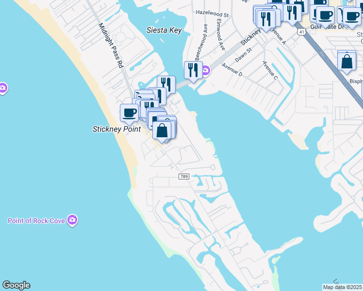 map of restaurants, bars, coffee shops, grocery stores, and more near 113 Vista Hermosa Circle in Sarasota
