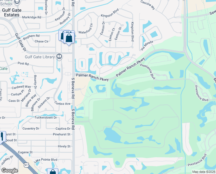 map of restaurants, bars, coffee shops, grocery stores, and more near 7325 Ballantrae Place in Sarasota