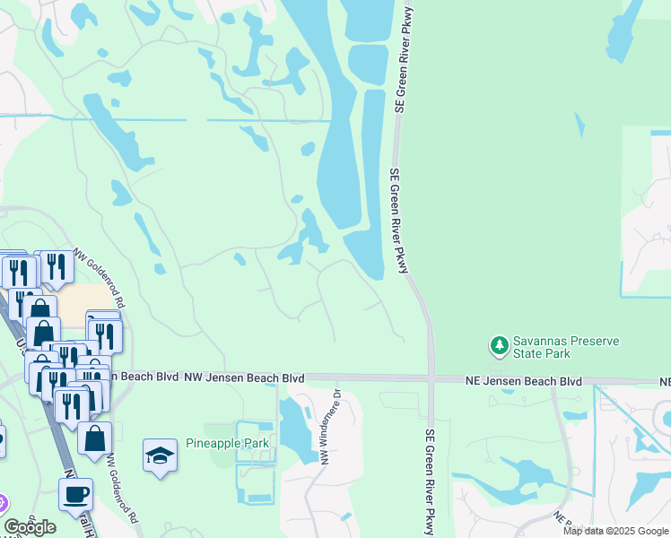map of restaurants, bars, coffee shops, grocery stores, and more near 3765 Northwest Deer Oak Drive in Jensen Beach