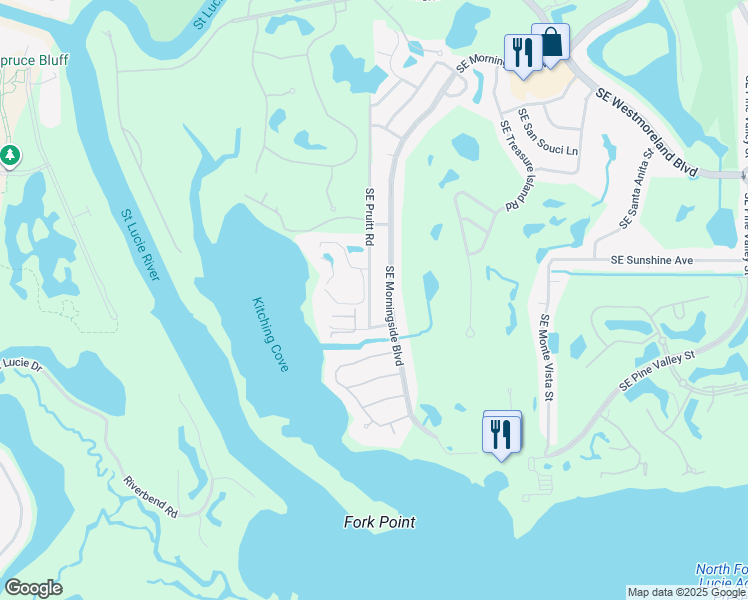 map of restaurants, bars, coffee shops, grocery stores, and more near 3151 Southeast Pruitt Road in Port St. Lucie