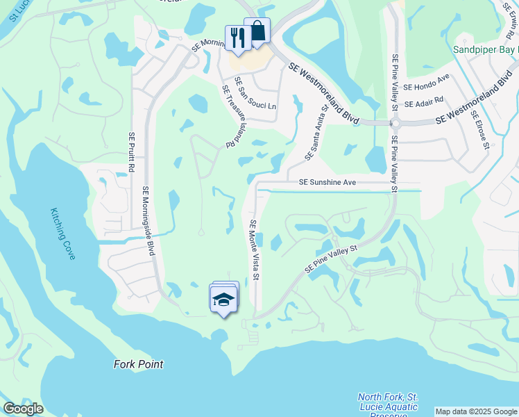map of restaurants, bars, coffee shops, grocery stores, and more near 3137 Southeast Monte Vista Street in Port St. Lucie