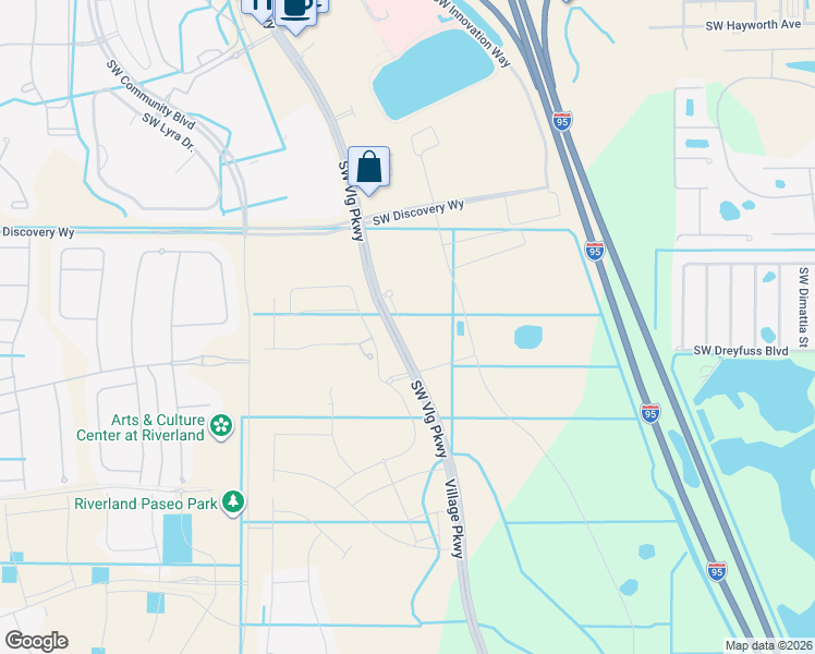 map of restaurants, bars, coffee shops, grocery stores, and more near Village Parkway Drive in Port St. Lucie