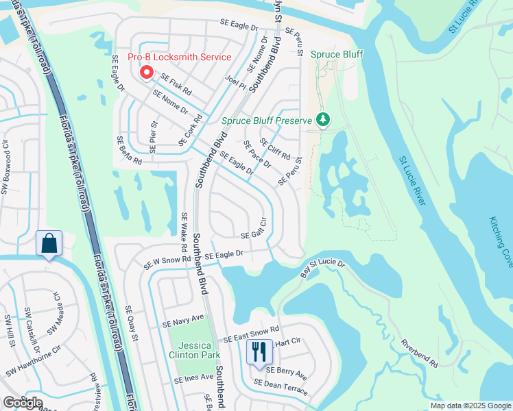 map of restaurants, bars, coffee shops, grocery stores, and more near 3080 Southeast Galt Circle in Port St. Lucie