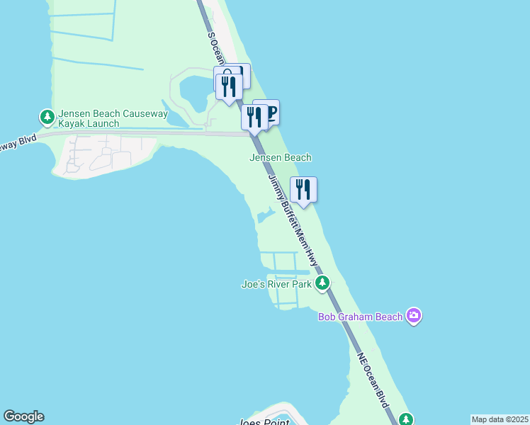 map of restaurants, bars, coffee shops, grocery stores, and more near 3792 Northeast Ocean Boulevard in Jensen Beach