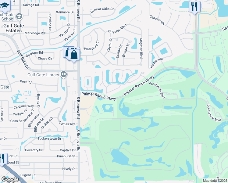 map of restaurants, bars, coffee shops, grocery stores, and more near 3804 Amapola Lane in Sarasota