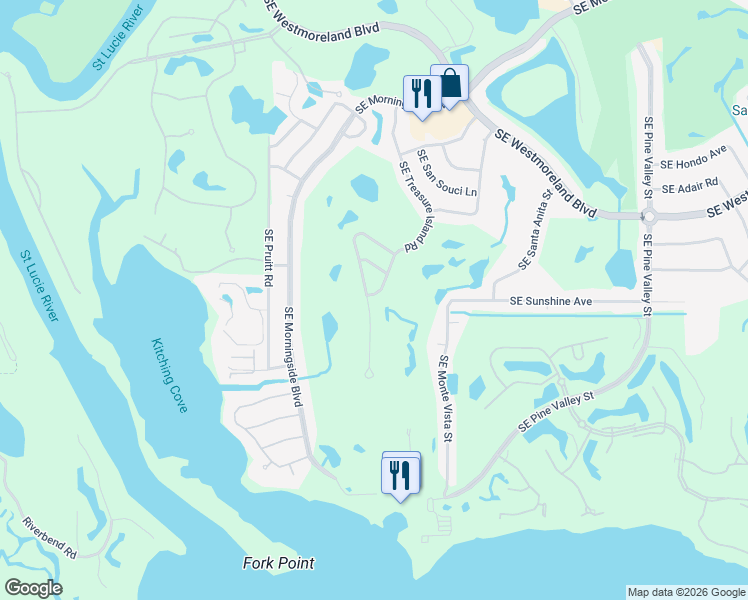 map of restaurants, bars, coffee shops, grocery stores, and more near 3093 Southeast Treasure Island Road in Port St. Lucie
