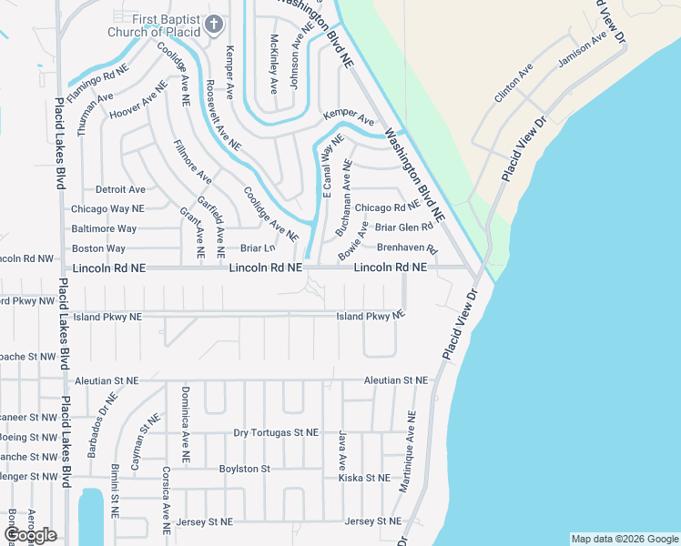 map of restaurants, bars, coffee shops, grocery stores, and more near 721 Lincoln Road Northeast in Lake Placid