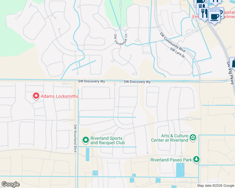 map of restaurants, bars, coffee shops, grocery stores, and more near 11513 Southwest Hawkins Terrace in Port St. Lucie