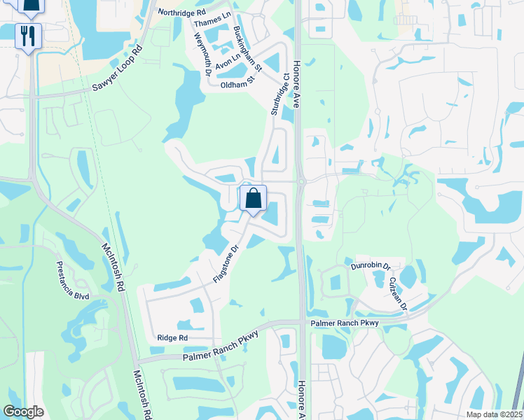 map of restaurants, bars, coffee shops, grocery stores, and more near 5130 Flagstone Drive in Sarasota
