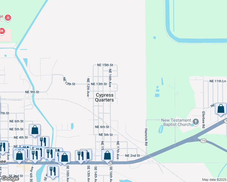 map of restaurants, bars, coffee shops, grocery stores, and more near 1080 Northeast 16th Avenue in Okeechobee