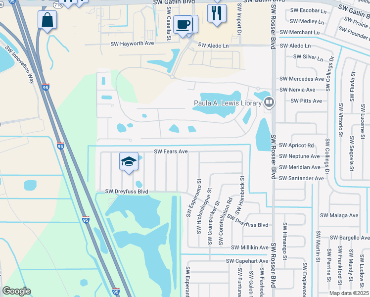 map of restaurants, bars, coffee shops, grocery stores, and more near 1912 James Port Drive in Port St. Lucie
