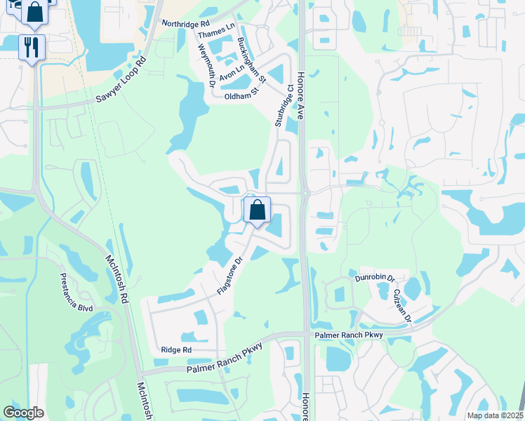 map of restaurants, bars, coffee shops, grocery stores, and more near 5145 Flagstone Drive in Sarasota