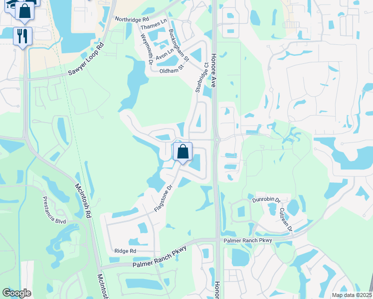 map of restaurants, bars, coffee shops, grocery stores, and more near 5145 Flagstone Drive in Sarasota