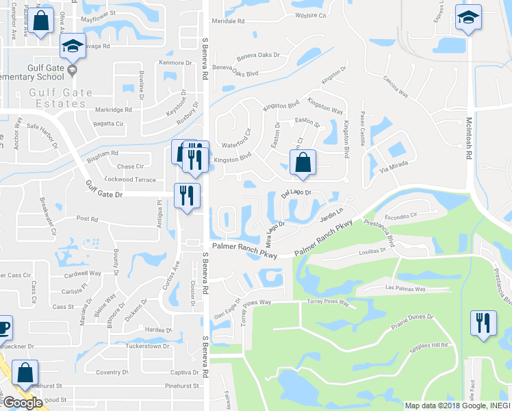 map of restaurants, bars, coffee shops, grocery stores, and more near 3865 Alamanda Drive in Sarasota