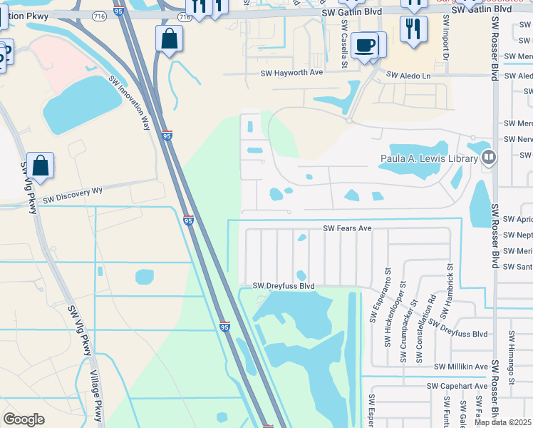 map of restaurants, bars, coffee shops, grocery stores, and more near 2178 Southwest Cape Cod Drive in Port St. Lucie
