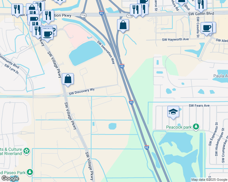 map of restaurants, bars, coffee shops, grocery stores, and more near State Highway 9 in Port St Lucie