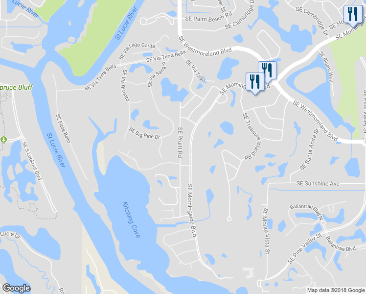 map of restaurants, bars, coffee shops, grocery stores, and more near 2993 Southeast Pruitt Road in Port Saint Lucie