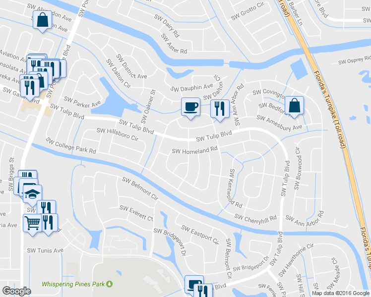 map of restaurants, bars, coffee shops, grocery stores, and more near 568 Southwest Hiawatha Street in Port St. Lucie