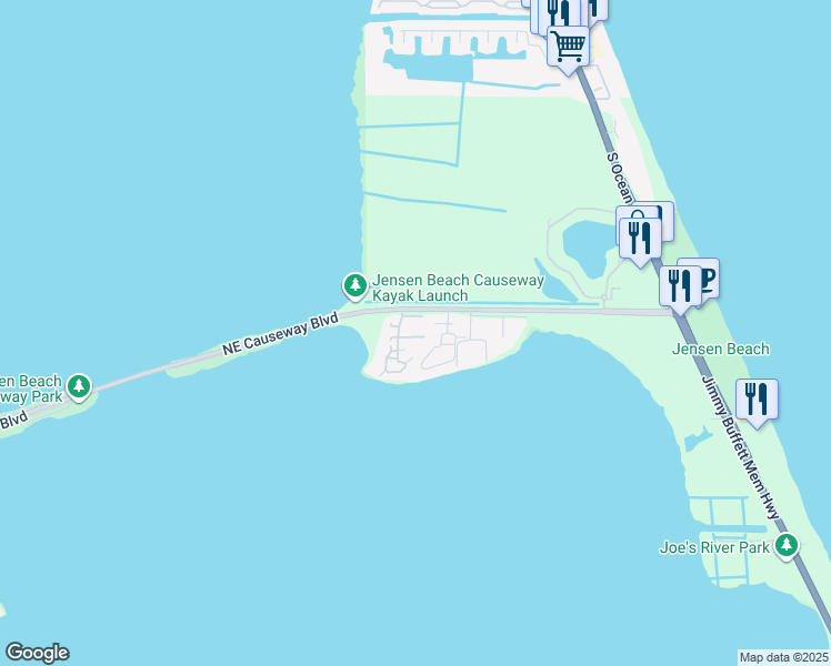 map of restaurants, bars, coffee shops, grocery stores, and more near 3277 Northeast Catamaran Terrace in Jensen Beach