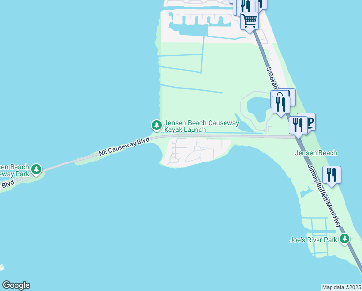 map of restaurants, bars, coffee shops, grocery stores, and more near 3277 Northeast Catamaran Terrace in Jensen Beach