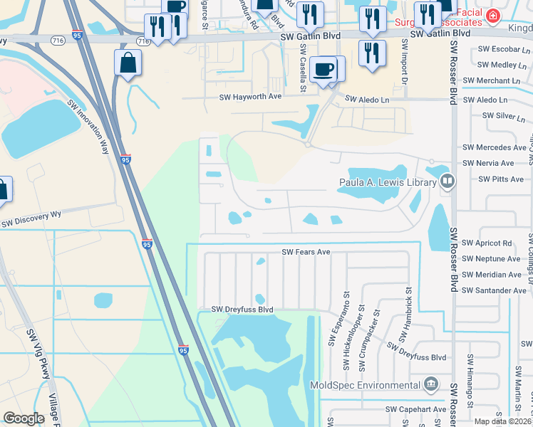 map of restaurants, bars, coffee shops, grocery stores, and more near 2099 Newport Isles Boulevard in Port St. Lucie