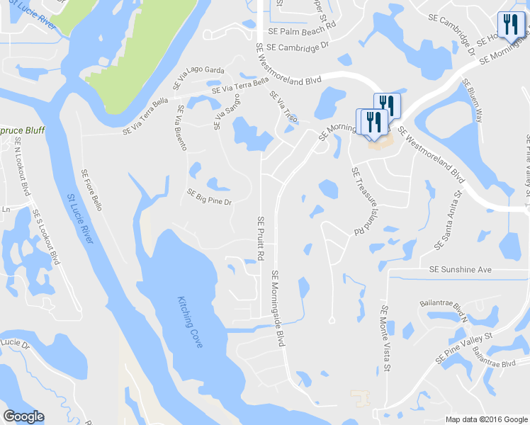 map of restaurants, bars, coffee shops, grocery stores, and more near 2983 SE Pruitt Rd in Port St Lucie