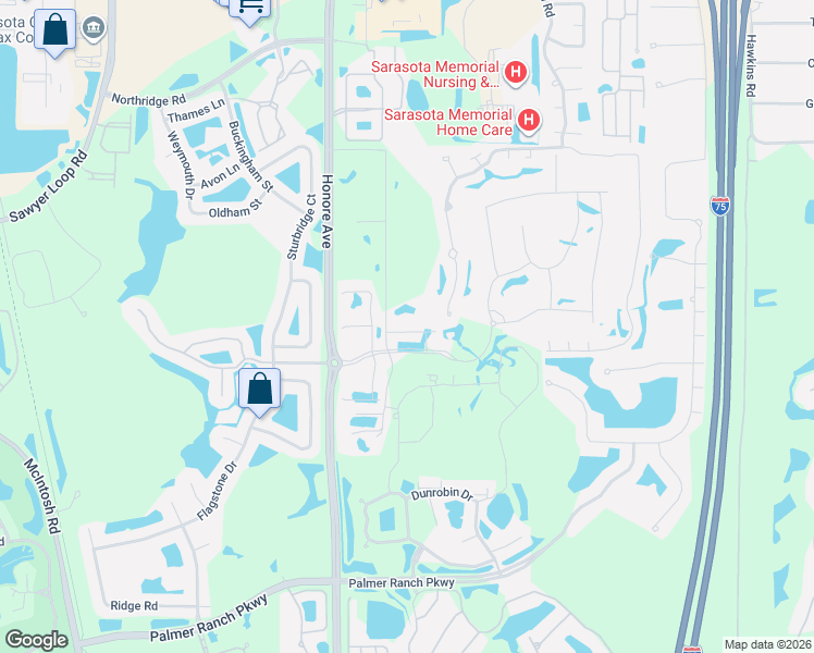 map of restaurants, bars, coffee shops, grocery stores, and more near 6925 Mandarin Road in Sarasota