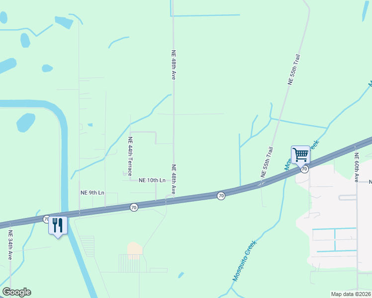 map of restaurants, bars, coffee shops, grocery stores, and more near 1250 Northeast 48th Avenue in Okeechobee