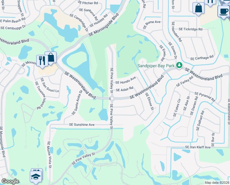 map of restaurants, bars, coffee shops, grocery stores, and more near 1703 Southeast Adair Road in Port St. Lucie