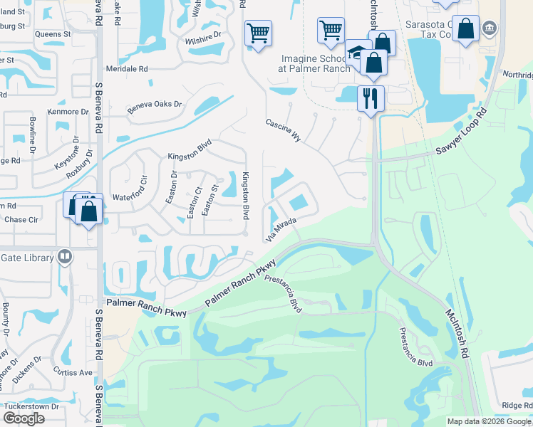 map of restaurants, bars, coffee shops, grocery stores, and more near 6794 Paseo Castille in Sarasota
