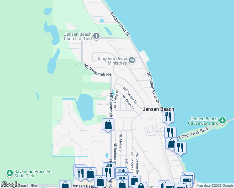 map of restaurants, bars, coffee shops, grocery stores, and more near 4306 Northeast Hyline Drive in Jensen Beach