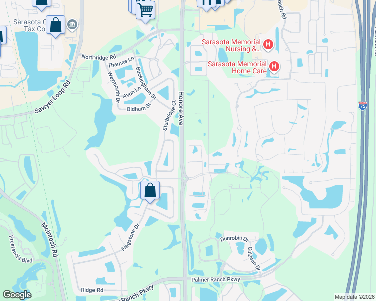 map of restaurants, bars, coffee shops, grocery stores, and more near 8617 Rain Song Road in Sarasota