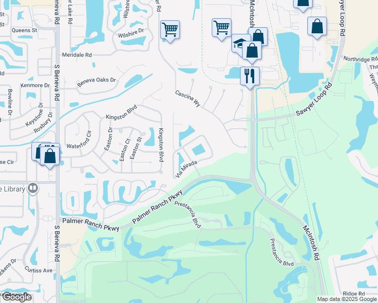 map of restaurants, bars, coffee shops, grocery stores, and more near 6815 Avenida Marbella in Sarasota