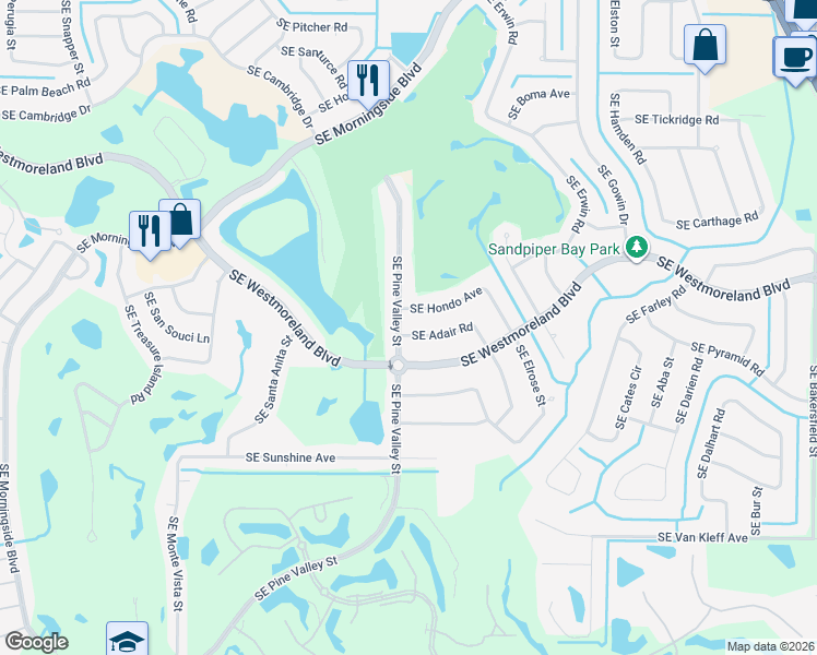 map of restaurants, bars, coffee shops, grocery stores, and more near 1703 Southeast Adair Road in Port St. Lucie