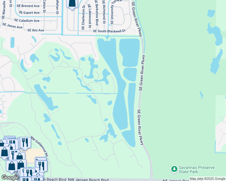 map of restaurants, bars, coffee shops, grocery stores, and more near 292 Northwest Broken Oak Trail in Jensen Beach
