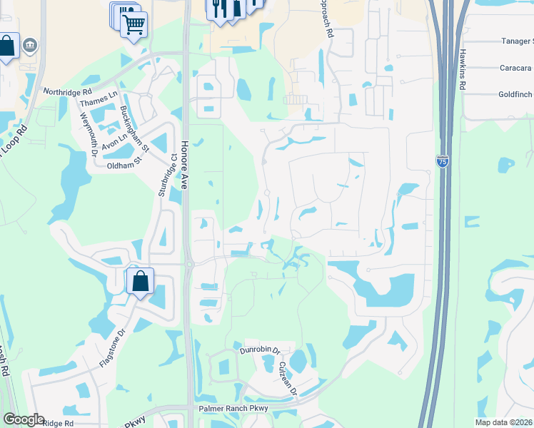 map of restaurants, bars, coffee shops, grocery stores, and more near 6750 Approach Road in Sarasota