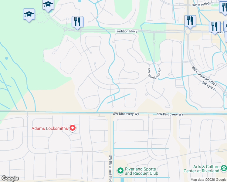 map of restaurants, bars, coffee shops, grocery stores, and more near 11446 Southwest Lake Park Drive in Port St. Lucie