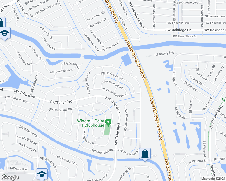 map of restaurants, bars, coffee shops, grocery stores, and more near 201 Southwest Amesbury Avenue in Port Saint Lucie