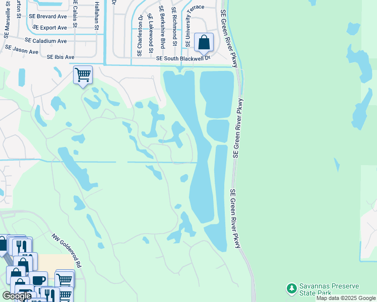 map of restaurants, bars, coffee shops, grocery stores, and more near 292 Northwest Broken Oak Trail in Jensen Beach