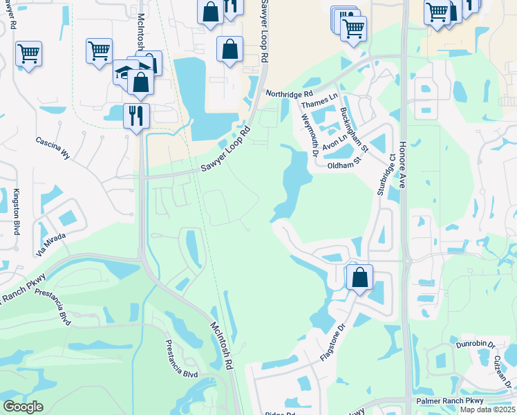 map of restaurants, bars, coffee shops, grocery stores, and more near 4900 Bridgehampton Boulevard in Sarasota