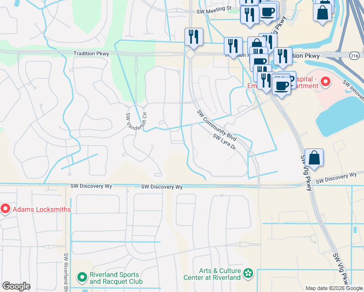 map of restaurants, bars, coffee shops, grocery stores, and more near 11369 Southwest Wyndham Way in Port St. Lucie